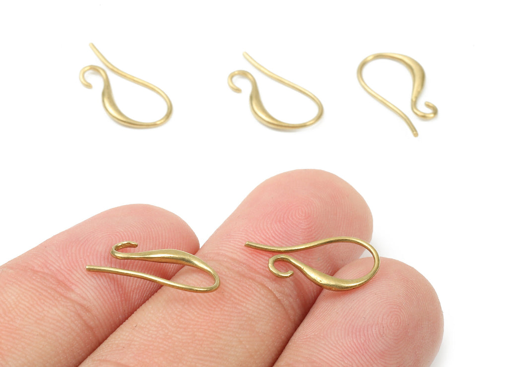 Brass Earring Hooks - Raw Brass Earring Wires - Brass Ear Hooks Findings - Jewelry Supplies - 17.7x9.29x2.05mm - PP2893 - DOMEDBAZAAR