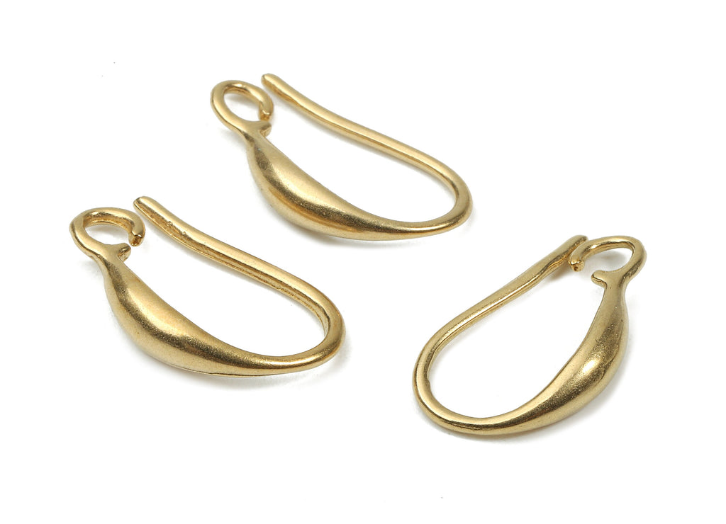 Brass Earring Hooks - Raw Brass Earring Wires - Brass Ear Hooks Findings - Jewelry Supplies - 15.35x8.51x1.78mm - PP2889 - DOMEDBAZAAR