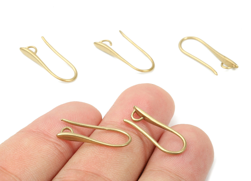 Brass Earring Hooks - Raw Brass Earring Wires - Brass Ear Hooks Findings - Jewelry Supplies - 20.44x8.87x1.5mm - PP2891 - DOMEDBAZAAR
