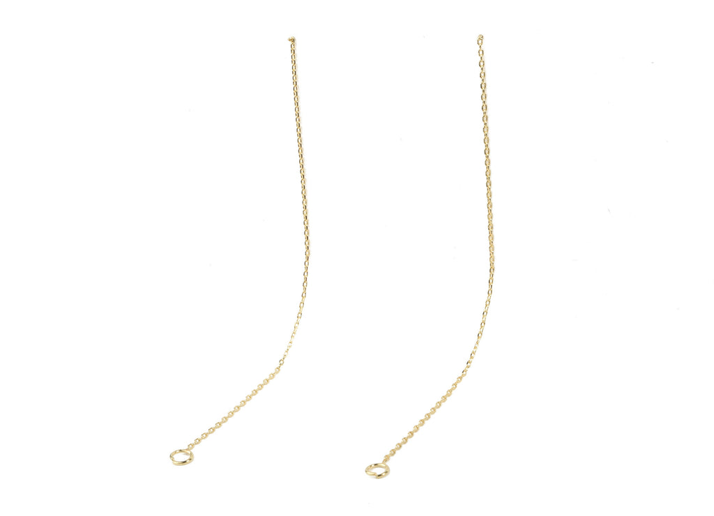 Brass Cable Chain Earring Stud - Brass Cable Chain Earring Post with Loop - 18k Real Gold Plating Brass - 152x3.66x0.78mm - RGP2301 - DOMEDBAZAAR