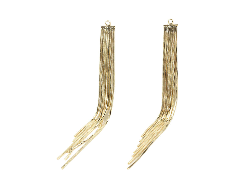 Brass Tassel Snake Chain Earring Charms - Brass Snake Chain Pendant - 18k Real Gold Plating Brass - 112x7.84x1.15mm - RGP2298 - DOMEDBAZAAR