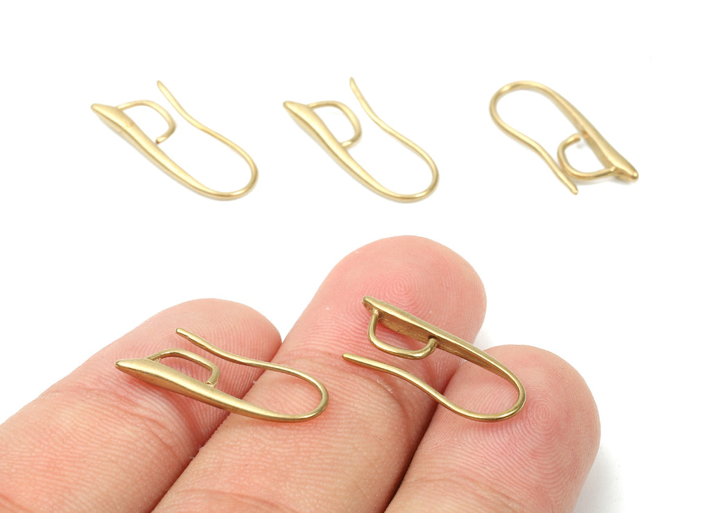 Brass Earring Hooks - Raw Brass Earring Wires - Brass Ear Hooks Findings - Jewelry Supplies - 20.76x9.09x1.95mm - PP2892 - DOMEDBAZAAR
