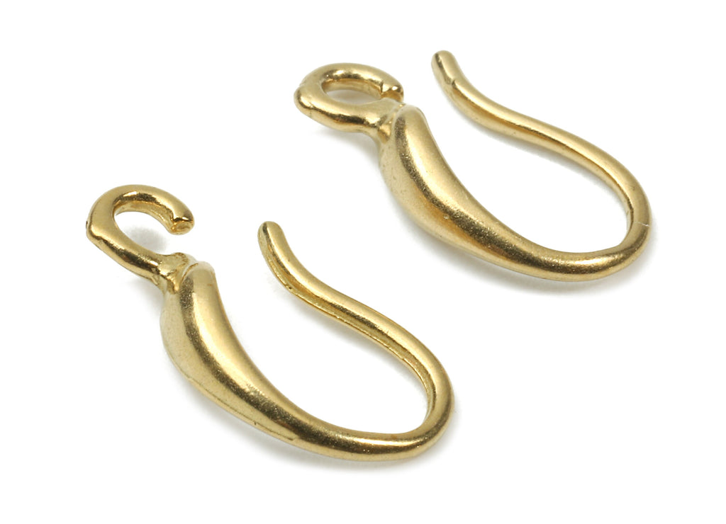 Brass Earring Hooks - Raw Brass Earring Wires - Brass Ear Hooks Findings - Jewelry Supplies - 14.87x7.47x1.51mm - PP2886 - DOMEDBAZAAR