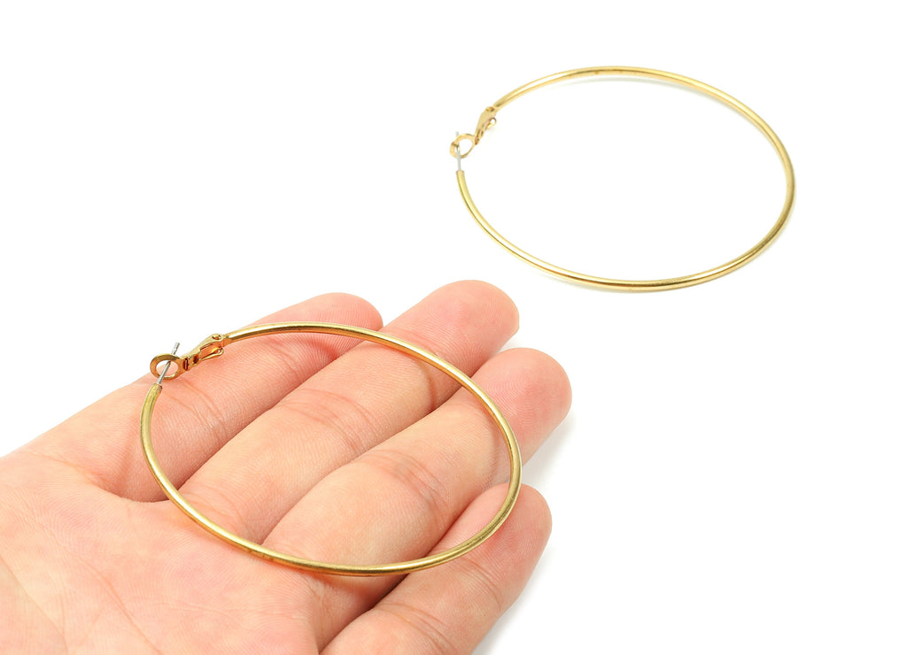 Brass Earrings Hoop - Raw Brass Earring Clasp - Brass Earring Circle Clasp Findings - Jewelry Supplies - 60.95x59.88x1.8mm - PP2873 - DOMEDBAZAAR