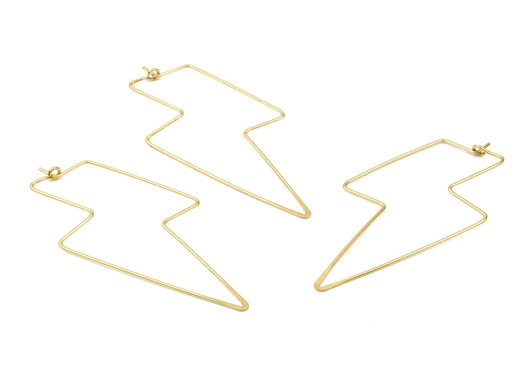 Brass Thunder Earring Wire - Raw Brass Thunder Earring Wires - Brass Earring Findings - Jewelry Supplies - 61.67x38.66x0.76mm - PP2882 - DOMEDBAZAAR