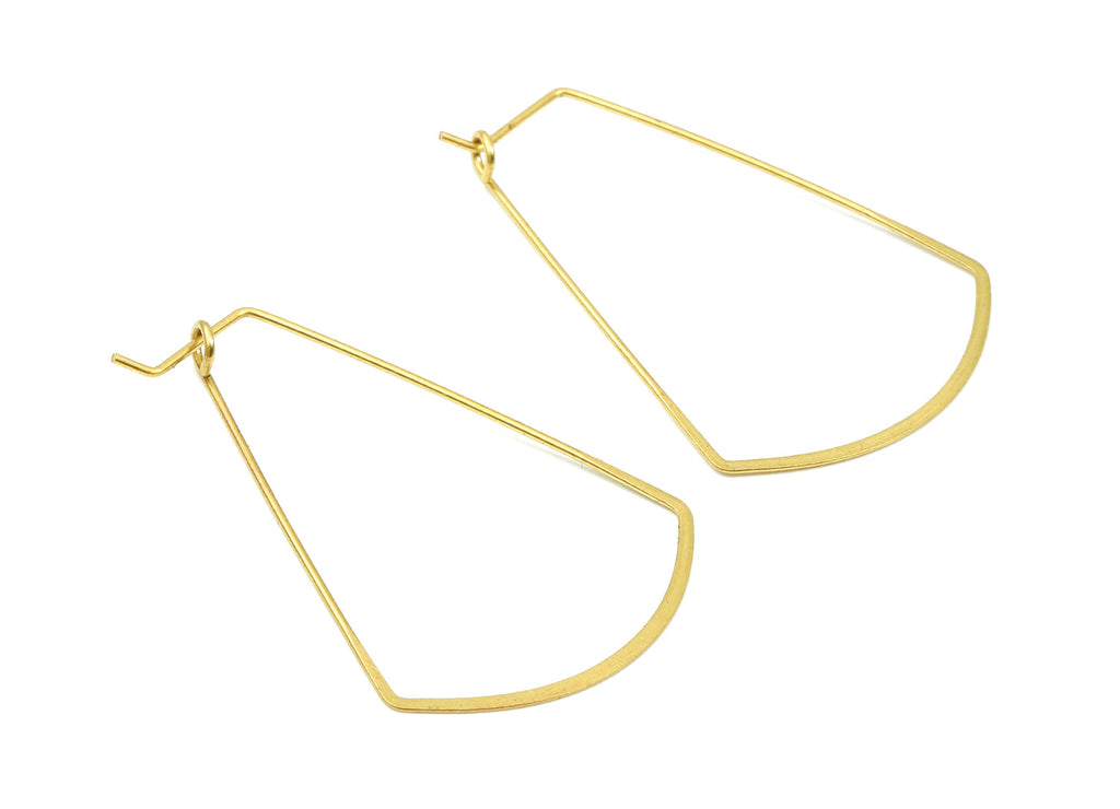 Brass Earring Wire - Raw Brass Geometric Earring Wires - Brass Earring Findings - Jewelry Supplies - 43.62x32.39x0.4mm - PP2860 - DOMEDBAZAAR