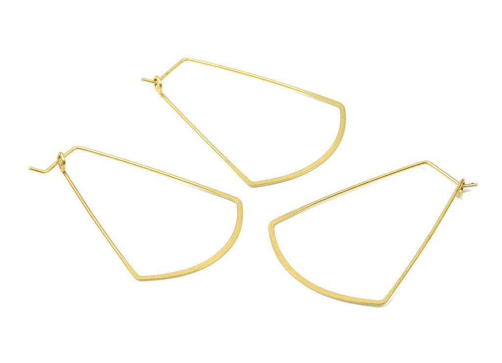 Brass Earring Wire - Raw Brass Geometric Earring Wires - Brass Earring Findings - Jewelry Supplies - 43.62x32.39x0.4mm - PP2860 - DOMEDBAZAAR
