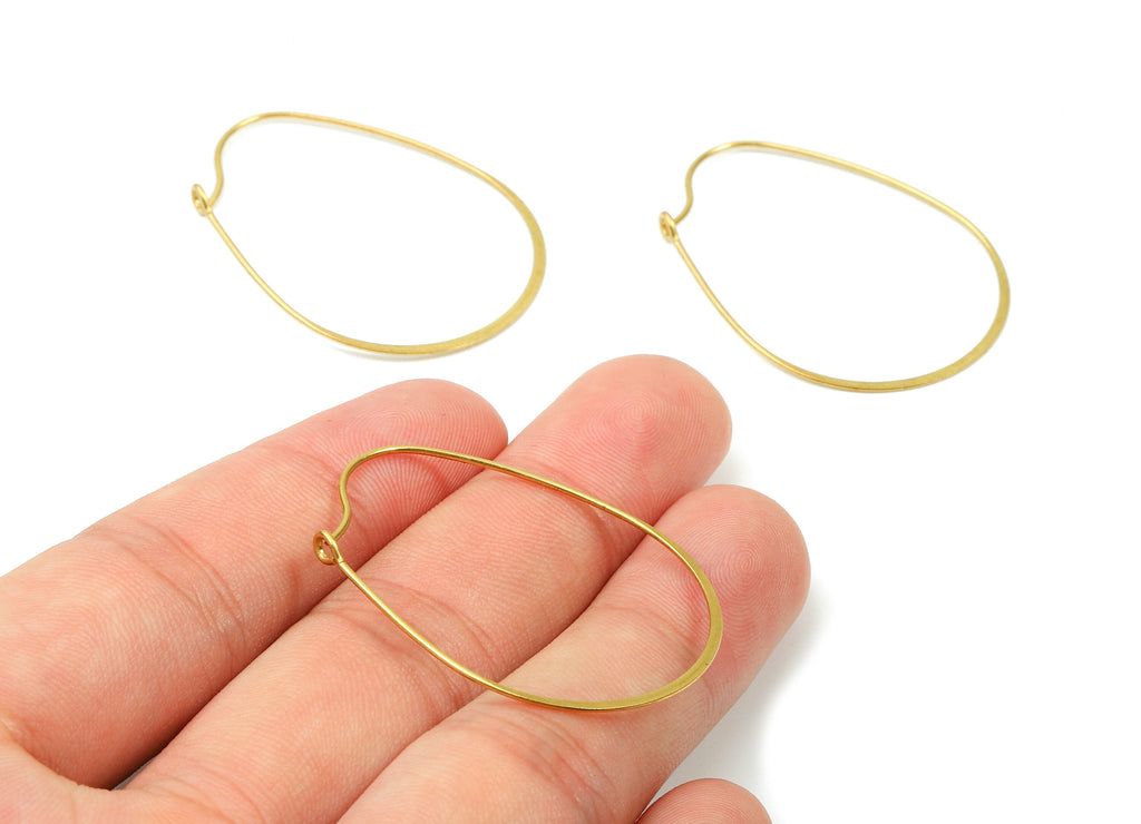 Brass Hammered Earring Wire - Raw Brass Hammered Earring Wires - Brass Earring Findings - Jewelry Supplies - 39.8x30.34x0.43mm - PP2867 - DOMEDBAZAAR