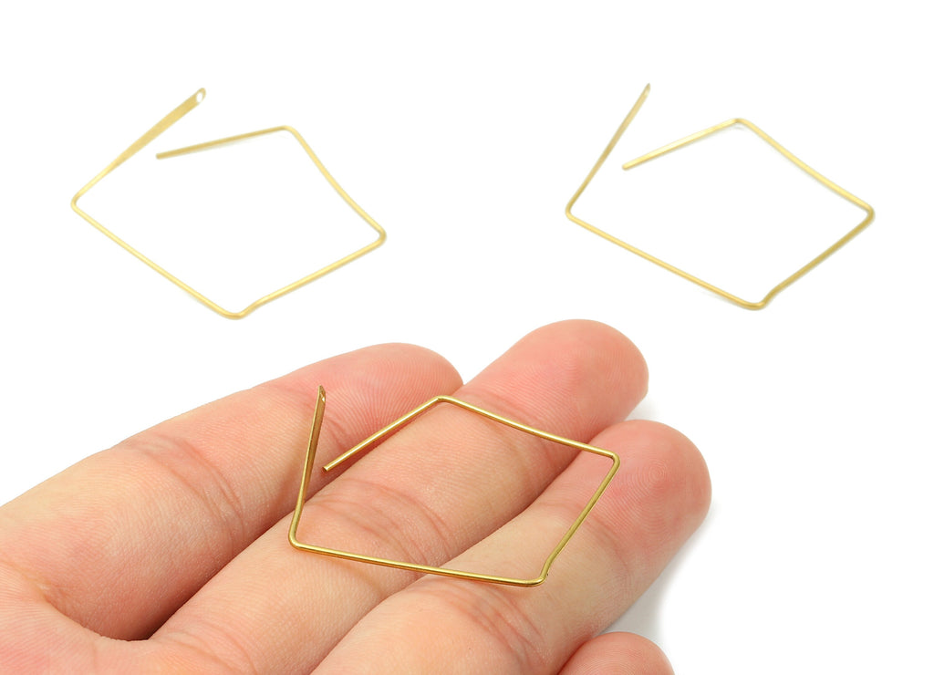Brass Hammered Earring Wire - Raw Brass Hammered Earring Wires - Brass Earring Findings - Jewelry Supplies - 38.52x36.72x0.81mm - PP2866 - DOMEDBAZAAR
