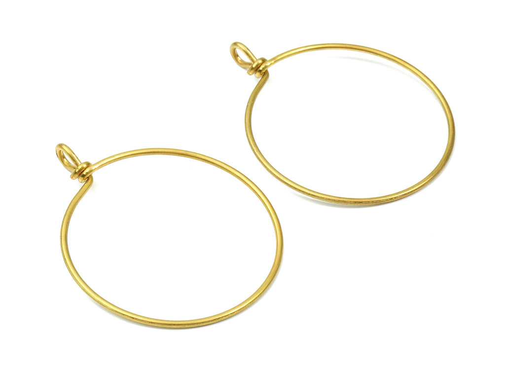 Brass Circle Wire Charms - Raw Brass Round Pendants - Brass Earring Findings - Jewelry Supplies - 61.68x50.15x1.55mm - PP2863 - DOMEDBAZAAR