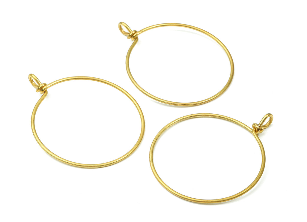 Brass Circle Wire Charms - Raw Brass Round Pendants - Brass Earring Findings - Jewelry Supplies - 61.68x50.15x1.55mm - PP2863 - DOMEDBAZAAR