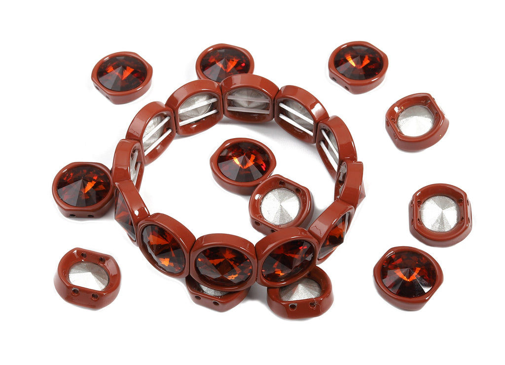 Tile Bracelet Beads Set - Enamel Round  2 Hole Glass Beads for Stretchy Bracelet - Tila Tile Jewellery Making SET - 60x8.05x4.29mm - ET1020F - DOMEDBAZAAR