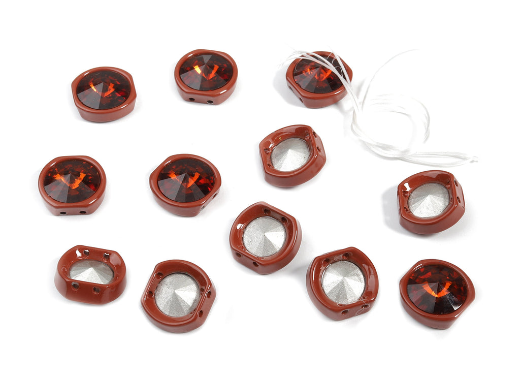 Tile Bracelet Beads Set - Enamel Round  2 Hole Glass Beads for Stretchy Bracelet - Tila Tile Jewellery Making SET - 60x8.05x4.29mm - ET1020F - DOMEDBAZAAR
