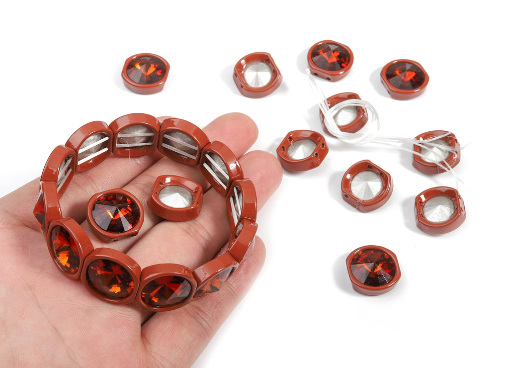 Tile Bracelet Beads Set - Enamel Round  2 Hole Glass Beads for Stretchy Bracelet - Tila Tile Jewellery Making SET - 60x8.05x4.29mm - ET1020F - DOMEDBAZAAR