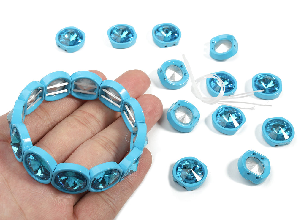 Tile Bracelet Beads Set - Enamel Round 2 Hole Glass Beads for Stretchy Bracelet - Tila Tile Jewellery Making SET - 60x8.05x4.29mm - ET1020A - DOMEDBAZAAR