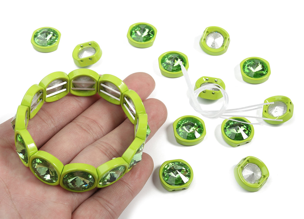 Tile Bracelet Beads Set - Enamel Round 2 Hole Glass Beads for Stretchy Bracelet - Tila Tile Jewellery Making SET - 60x8.05x4.29mm - ET1020K - DOMEDBAZAAR