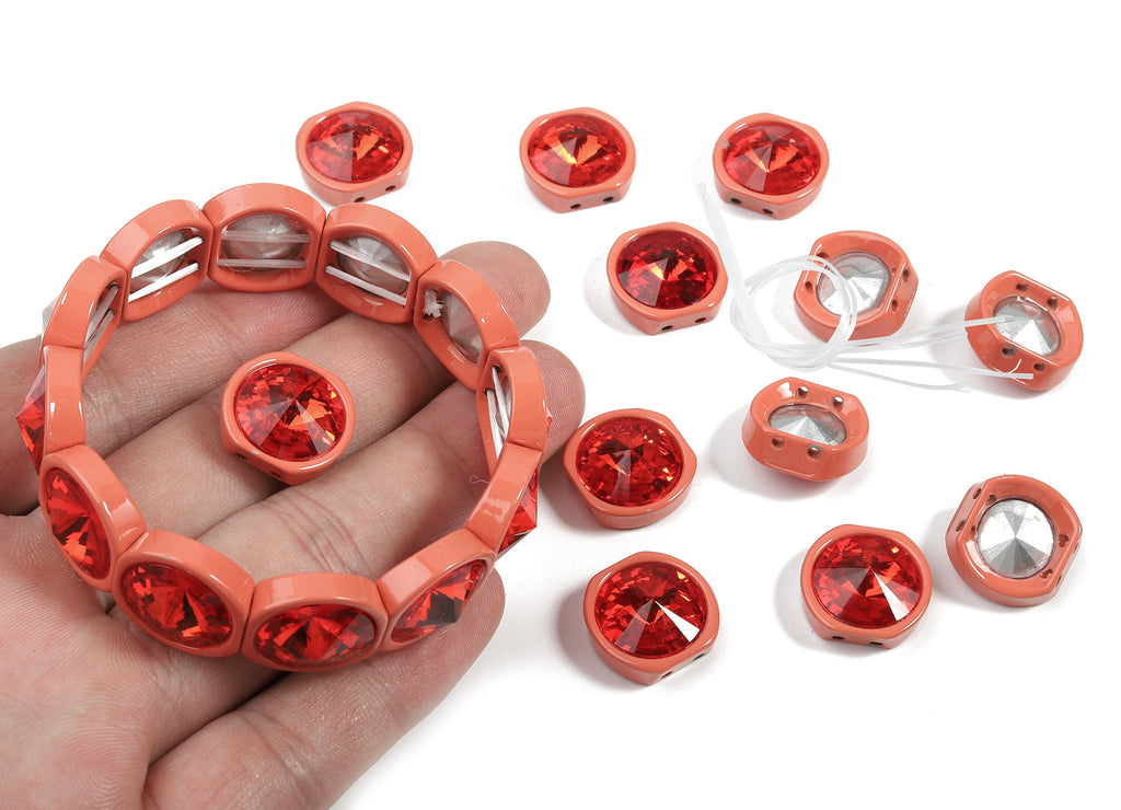 Tile Bracelet Beads Set - Enamel Round 2 Hole Glass Beads for Stretchy Bracelet - Tila Tile Jewellery Making SET - 60x8.05x4.29mm - ET1020N - DOMEDBAZAAR