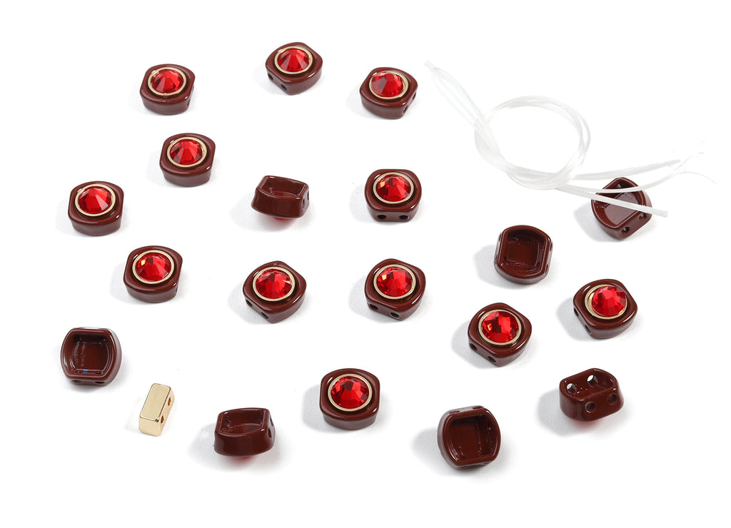 Tila Tile Bracelet Beads Set - Enamel Square Round 2 Hole Glass Beads for Bracelet - Tila Beads Jewellery Making - 65x10.3x6.06mm - ET1004A - DOMEDBAZAAR