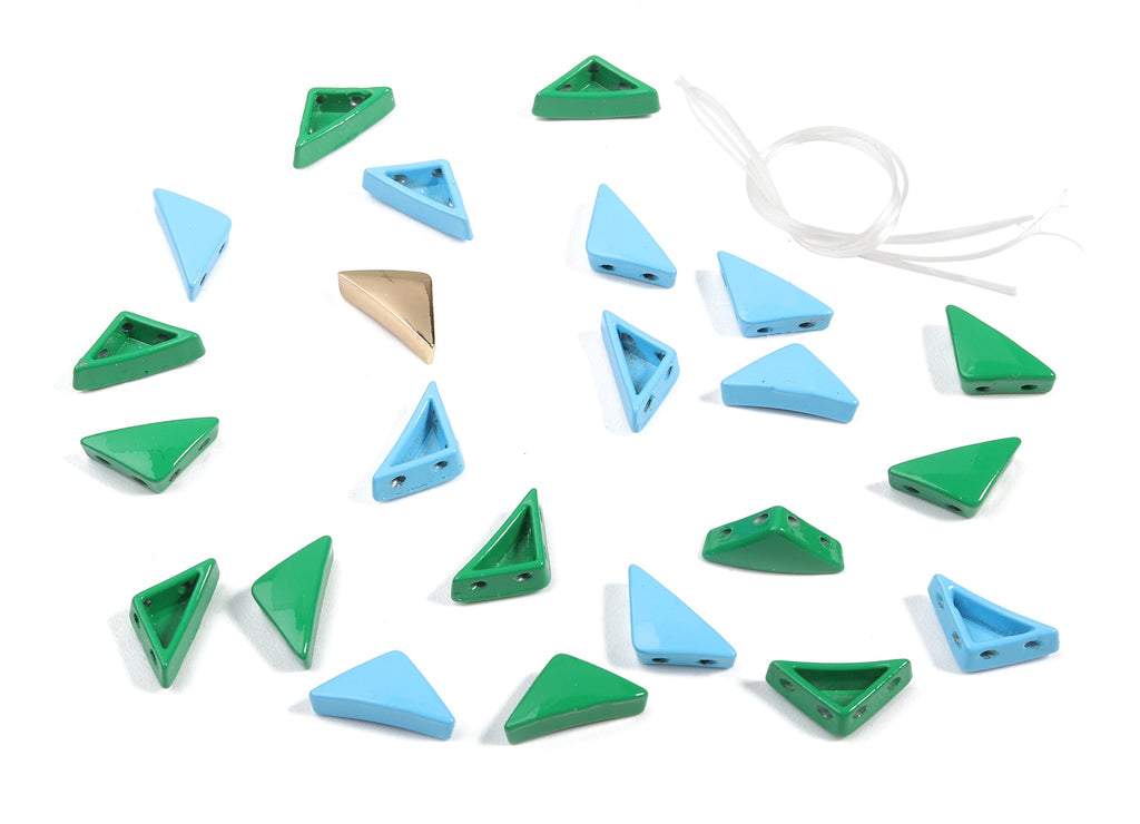 Tila Tile Bracelet Beads Set - Enamel Triangle 2 Hole Glass Beads for Bracelet - Tila Beads Jewellery Making - 60x7.64x4.16mm - ET1015D - DOMEDBAZAAR