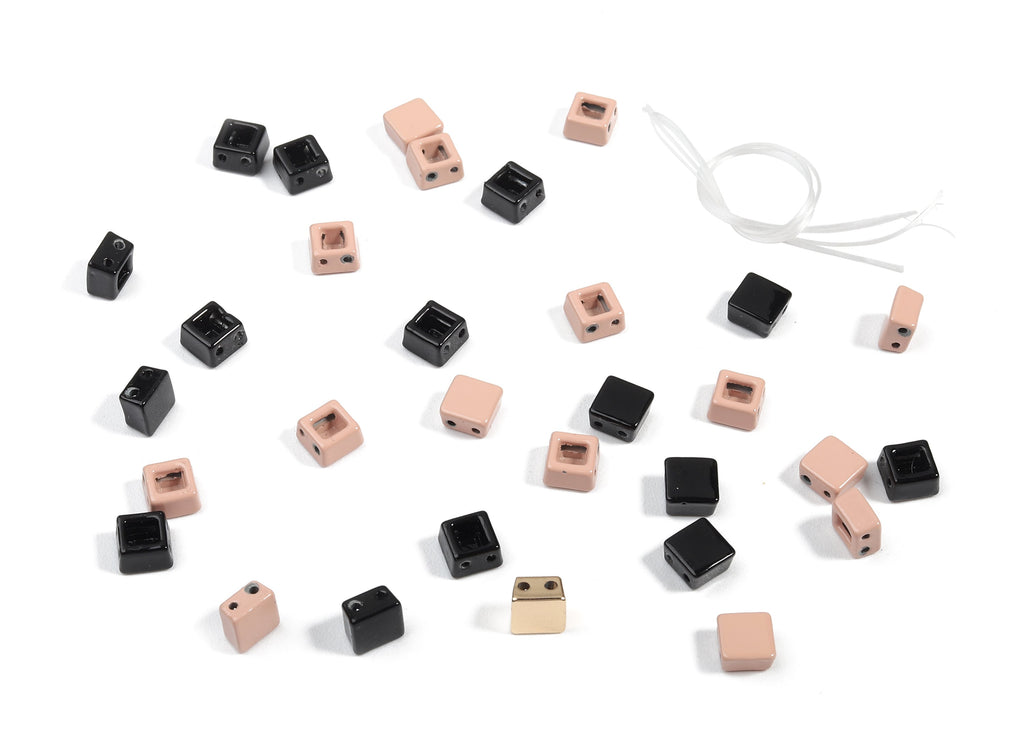 Tila Tile Bracelet Beads Set - Enamel Square 2 Hole Beads for Stretchy Bracelet - Tila Beads Jewellery Making SET - 60x6x3.64mm - ET1016A - DOMEDBAZAAR