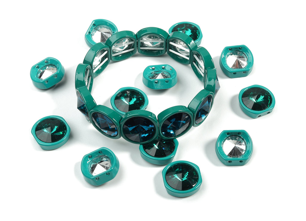 Tila Tile Bracelet Beads Set - Enamel Round 2 Hole Glass Beads for Bracelet - Tila Beads Jewellery Making SET - 64x17.13x7.33mm - ET1020W - DOMEDBAZAAR