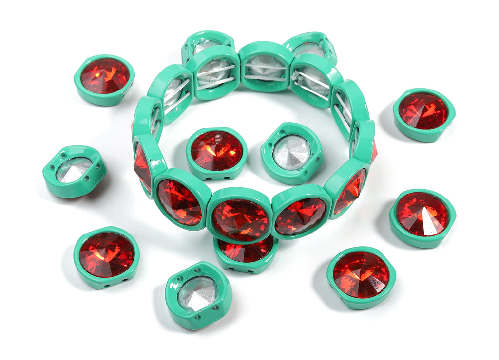 Tila Tile Bracelet Beads Set - Enamel Round 2 Hole Glass Beads for Bracelet - Tila Beads Jewellery Making SET - 64x17.13x7.33mm - ET1020J - DOMEDBAZAAR