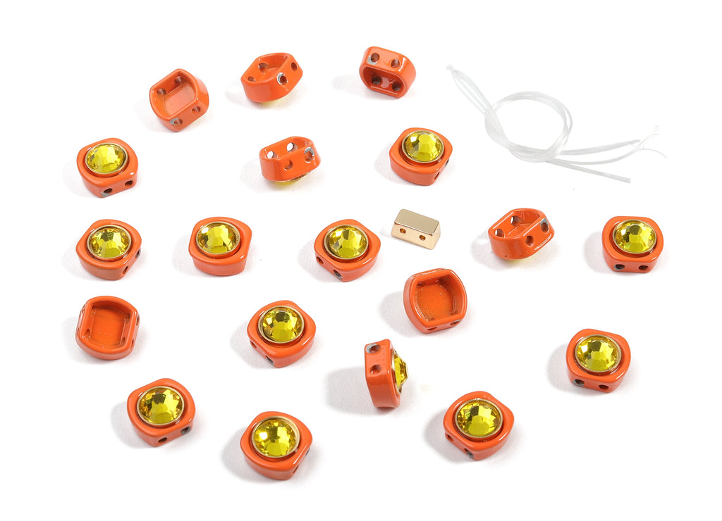 Tila Tile Bracelet Beads Set - Enamel Square Round 2 Hole Glass Beads for Bracelet - Tila Beads Jewellery Making - 65x10.3x6.06mm - ET1004F - DOMEDBAZAAR