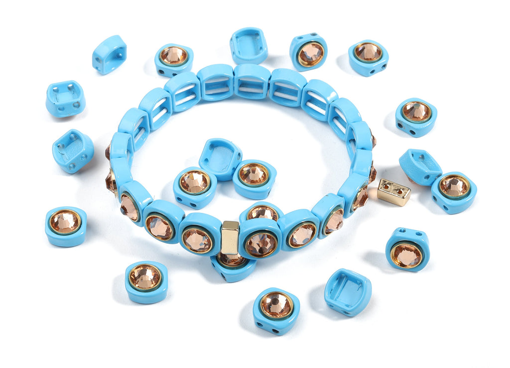 Tila Tile Bracelet Beads Set - Enamel Square Round 2 Hole Glass Beads for Bracelet - Tila Beads Jewellery Making - 65x10.3x6.06mm - ET1004D - DOMEDBAZAAR