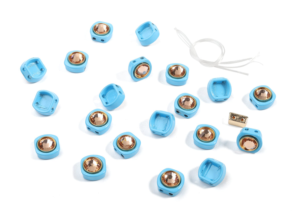 Tila Tile Bracelet Beads Set - Enamel Square Round 2 Hole Glass Beads for Bracelet - Tila Beads Jewellery Making - 65x10.3x6.06mm - ET1004D - DOMEDBAZAAR