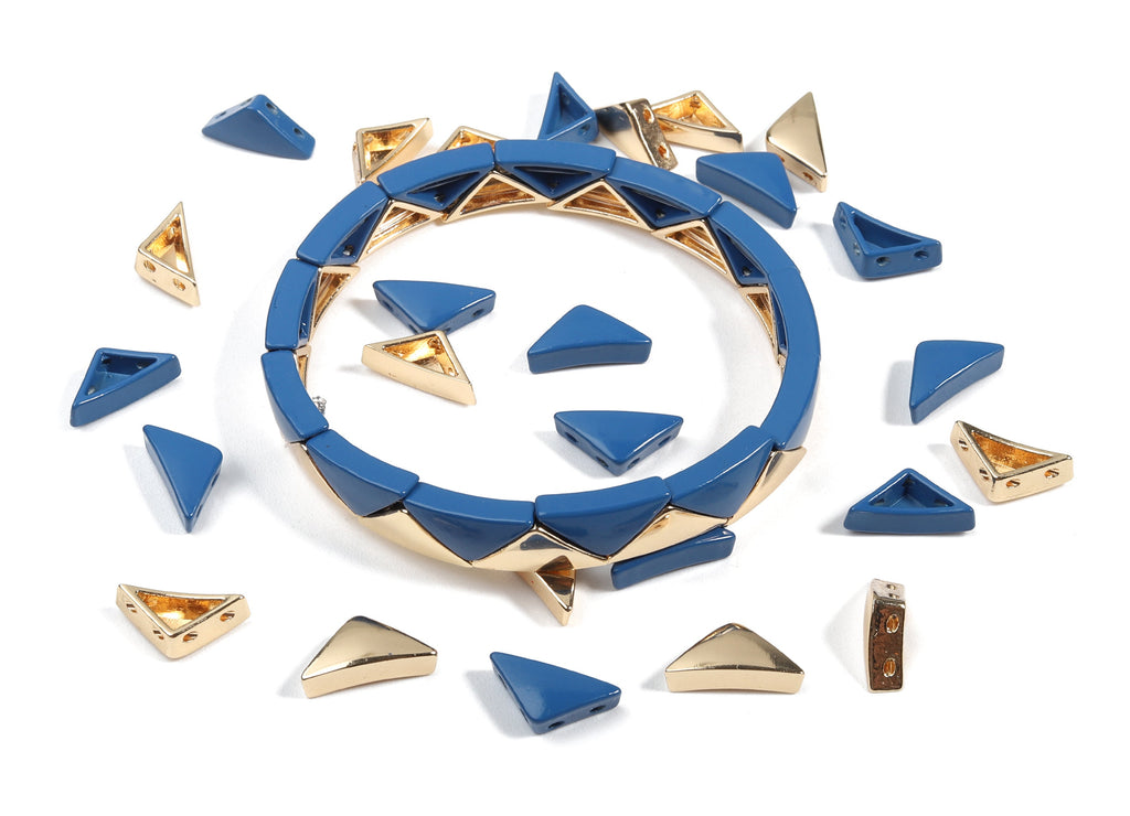 Tila Tile Bracelet Beads Set - Enamel Triangle 2 Hole Glass Beads for Bracelet - Tila Beads Jewellery Making - 60x7.64x4.16mm - ET1015C - DOMEDBAZAAR