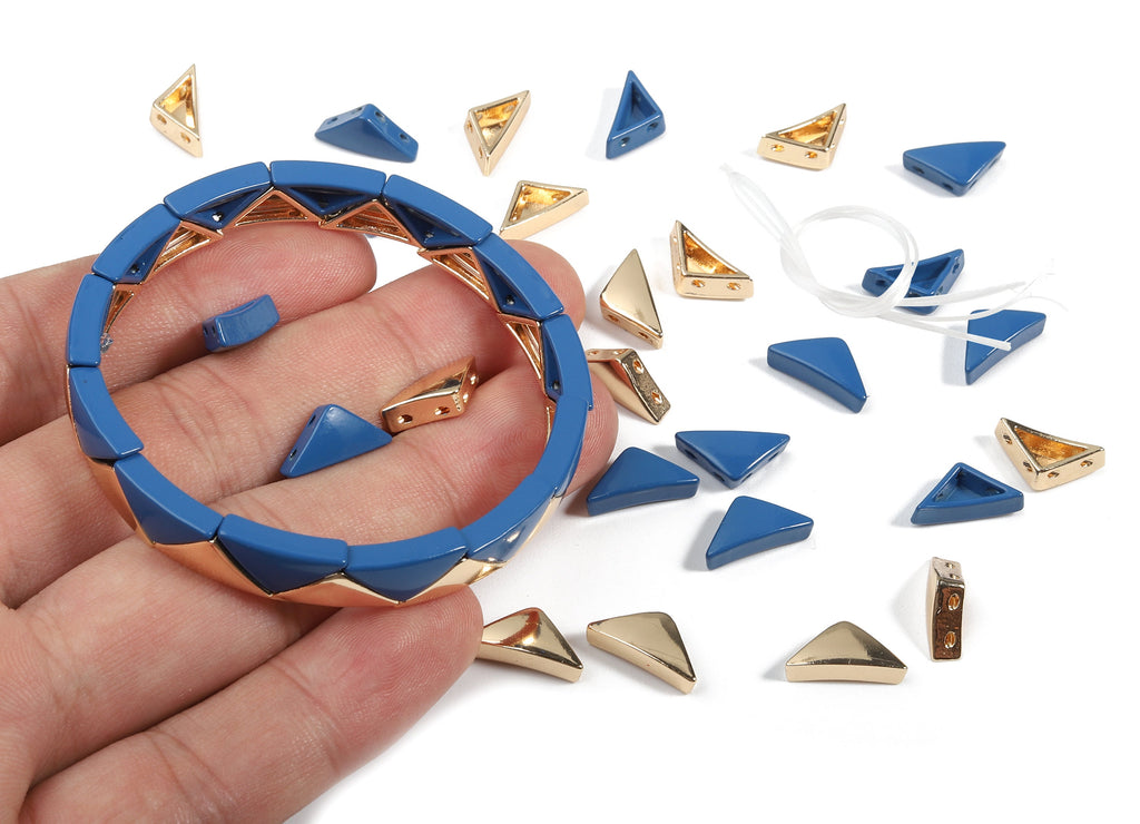 Tila Tile Bracelet Beads Set - Enamel Triangle 2 Hole Glass Beads for Bracelet - Tila Beads Jewellery Making - 60x7.64x4.16mm - ET1015C - DOMEDBAZAAR