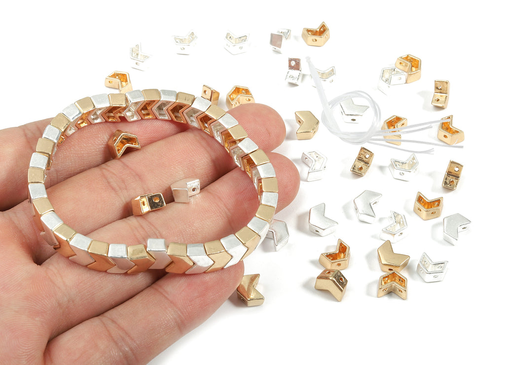 Tila Tile Bracelet Beads Set - Enamel Arrow 2 Hole Beads for Stretchy Bracelet - Tila Tile Jewellery Making SET - 64x7.49x4.31mm - ET1012A - DOMEDBAZAAR