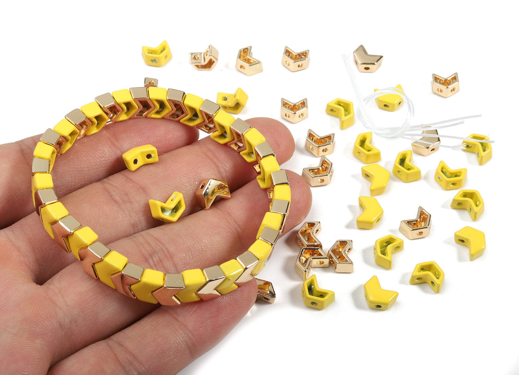 Tila Tile Bracelet Beads Set - Enamel Arrow 2 Hole Beads for Stretchy Bracelet - Tila Tile Jewellery Making SET - 64x7.49x4.31mm - ET1012B - DOMEDBAZAAR