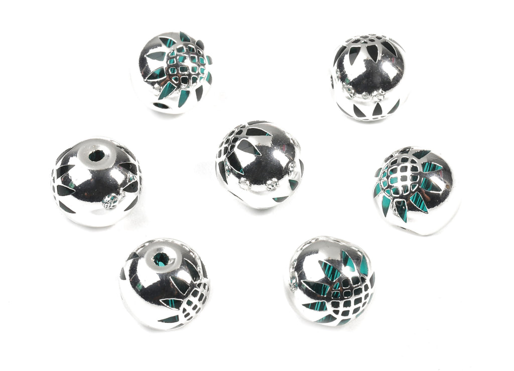Glass Spacer Ball Beads - Copper And K9 Crystal Glass Sunflower Beads - 925 Silver Plated Copper - Jewelry Supplies -12.34x10.93mm - GS1009S - DOMEDBAZAAR