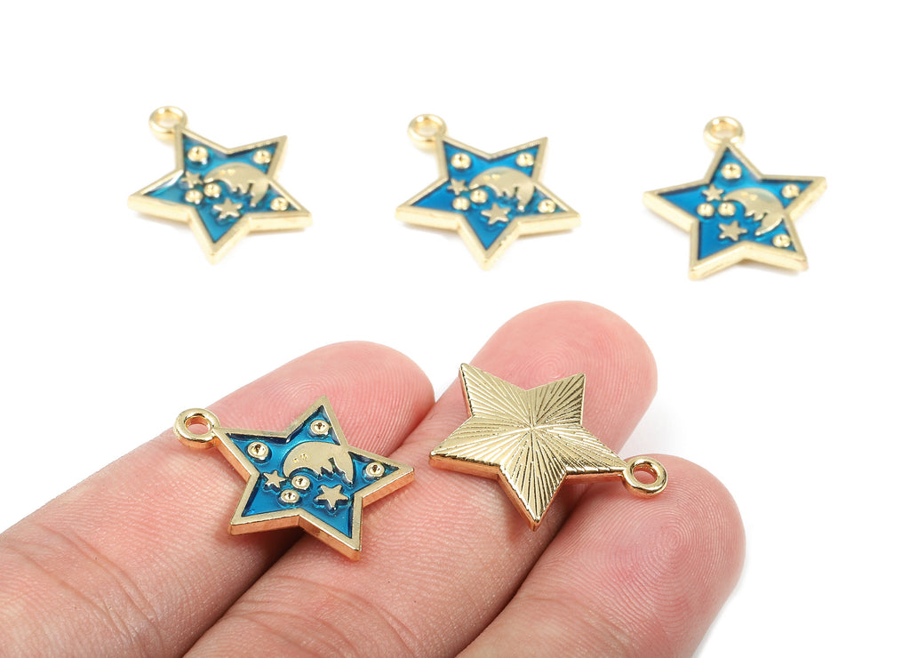 Alloy Universe Charms - Zinc Alloy Universe Earrings - Universe Pendant - Enamel Pendant - Gold Tone Plated - 21.25x17.89x2.43mm - ZZ1458 - DOMEDBAZAAR