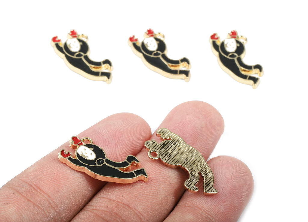 Alloy Astronaut Charms - Zinc Alloy Astronaut Earrings - Astronaut Pendant - Enamel Pendant - Gold Tone Plated - 25.21x12.02x1.74mm - ZZ1455 - DOMEDBAZAAR