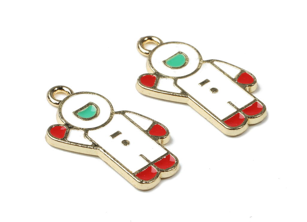Alloy Astronaut Charms - Zinc Alloy Astronaut Earrings - Bracelet Pendant - Enamel Pendant - Gold Tone Plated - 23.3x11.6x1.53mm - ZZ1463 - DOMEDBAZAAR