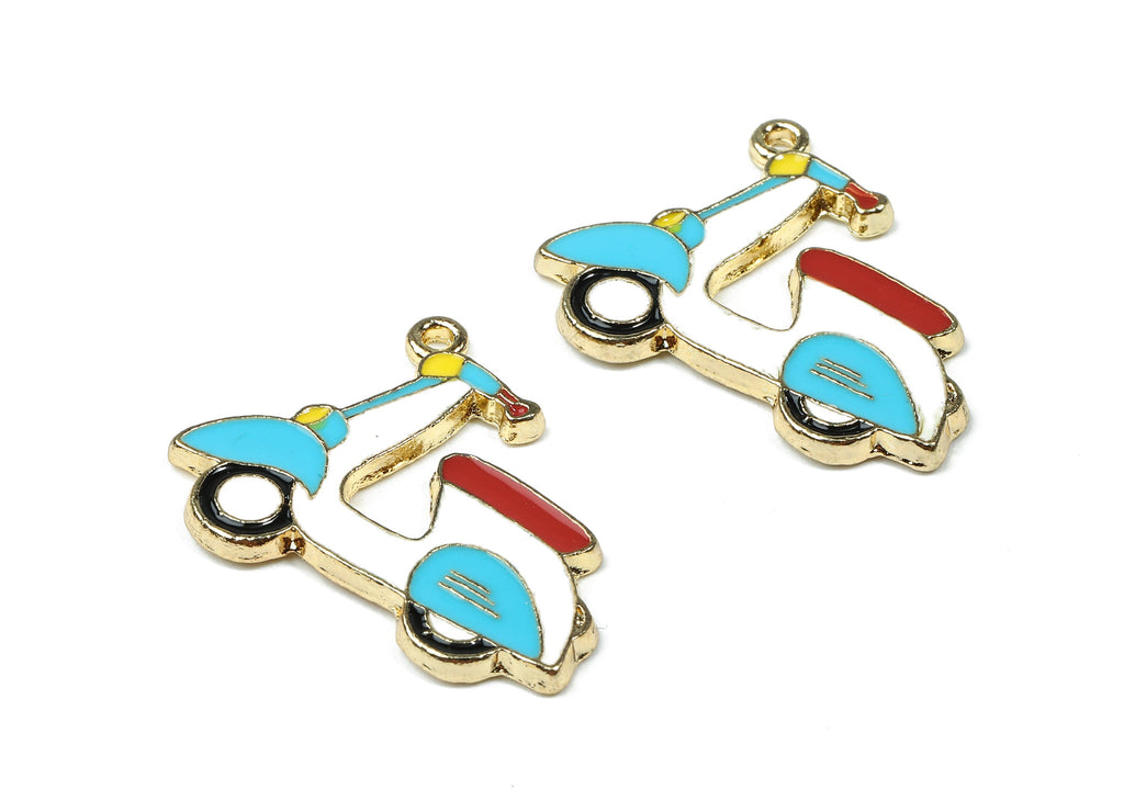 Alloy Scooter Charms - Zinc Alloy Scooter Earrings - Scooter Pendant - Enamel Pendant - Gold Tone Plated - 25.57x20.23x1.78mm - ZZ1453 - DOMEDBAZAAR