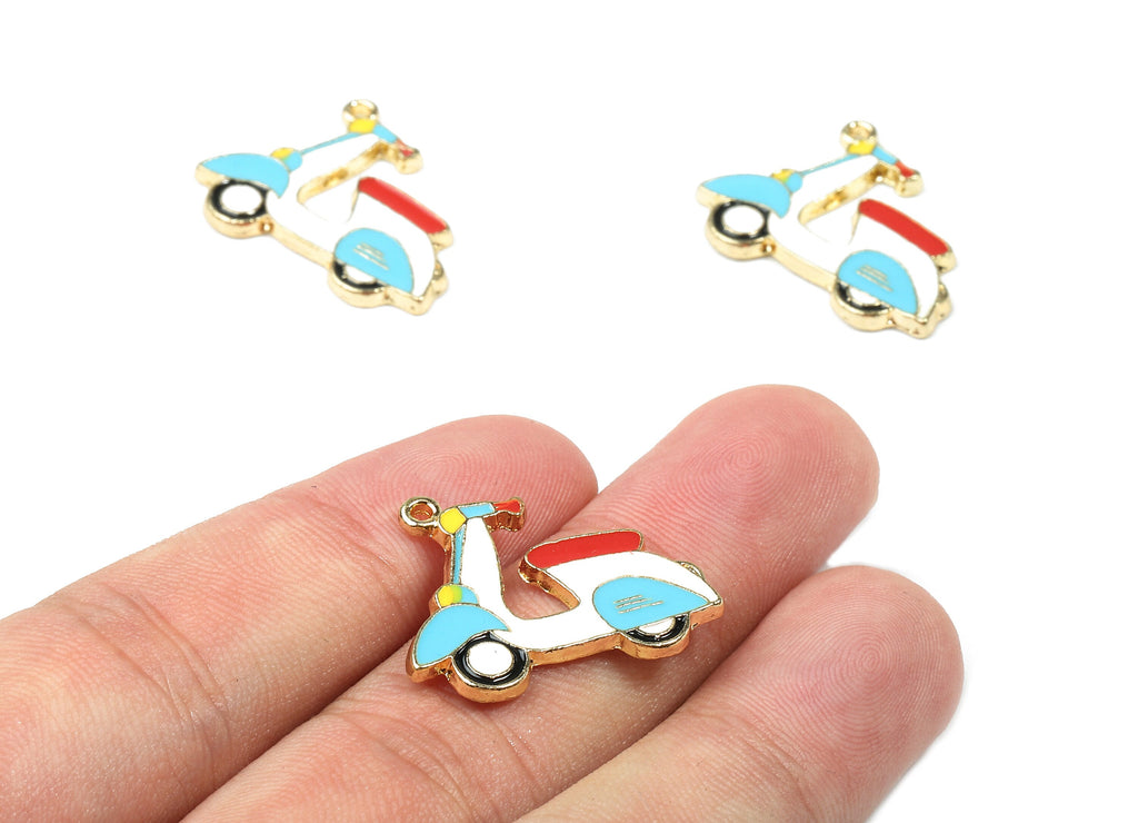 Alloy Scooter Charms - Zinc Alloy Scooter Earrings - Scooter Pendant - Enamel Pendant - Gold Tone Plated - 25.57x20.23x1.78mm - ZZ1453 - DOMEDBAZAAR