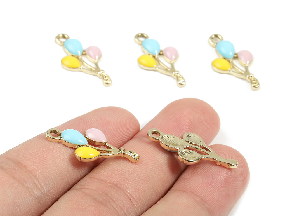 Alloy Balloon Charms - Zinc Alloy Balloon Enamel Pendant Earing - Gold Tone Plated - Earring Findings - 25.33x13.33x2.77mm - ZZ1548 - DOMEDBAZAAR