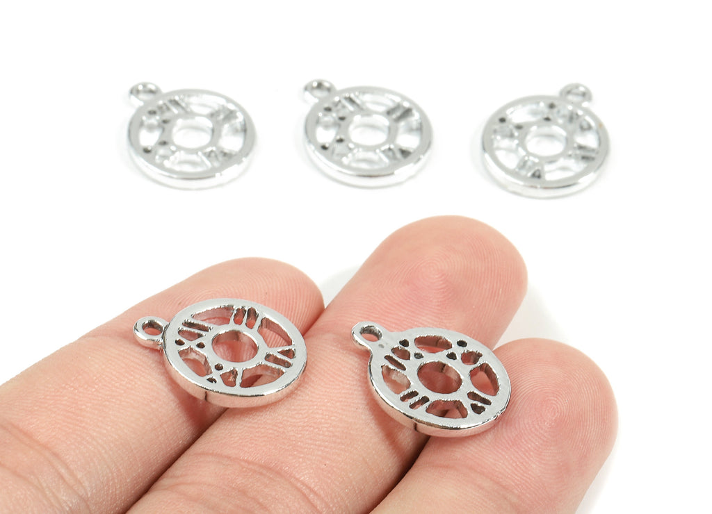 Alloy Clock Charms - Zinc Alloy Clock Earrings and Pendant - Silver Tone Plated - Earring Findings - 17.69x14.23x1.86mm - ZZ1529 - DOMEDBAZAAR