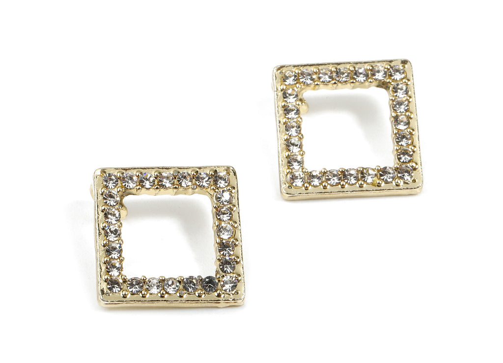 Alloy Square Charms - Zinc Alloy Square Earrings - Alloy Glass Beads Pendant - Square Gold Tone Plated - 13.96x13.96x2.05mm - ZZ1563 - DOMEDBAZAAR
