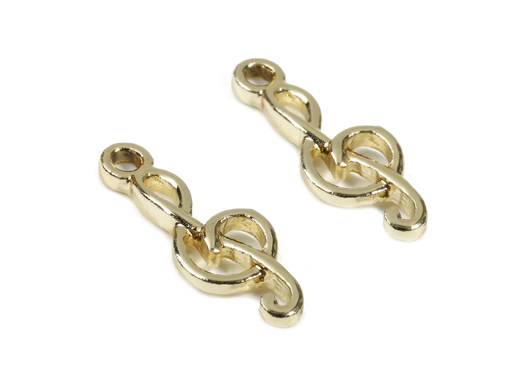 Alloy Treble Clef Charms - Zinc Alloy Treble Clef Earrings and Pendant - Gold Tone Plated - Earring Findings - 19.95x7.35x2.19mm - ZZ1490 - DOMEDBAZAAR