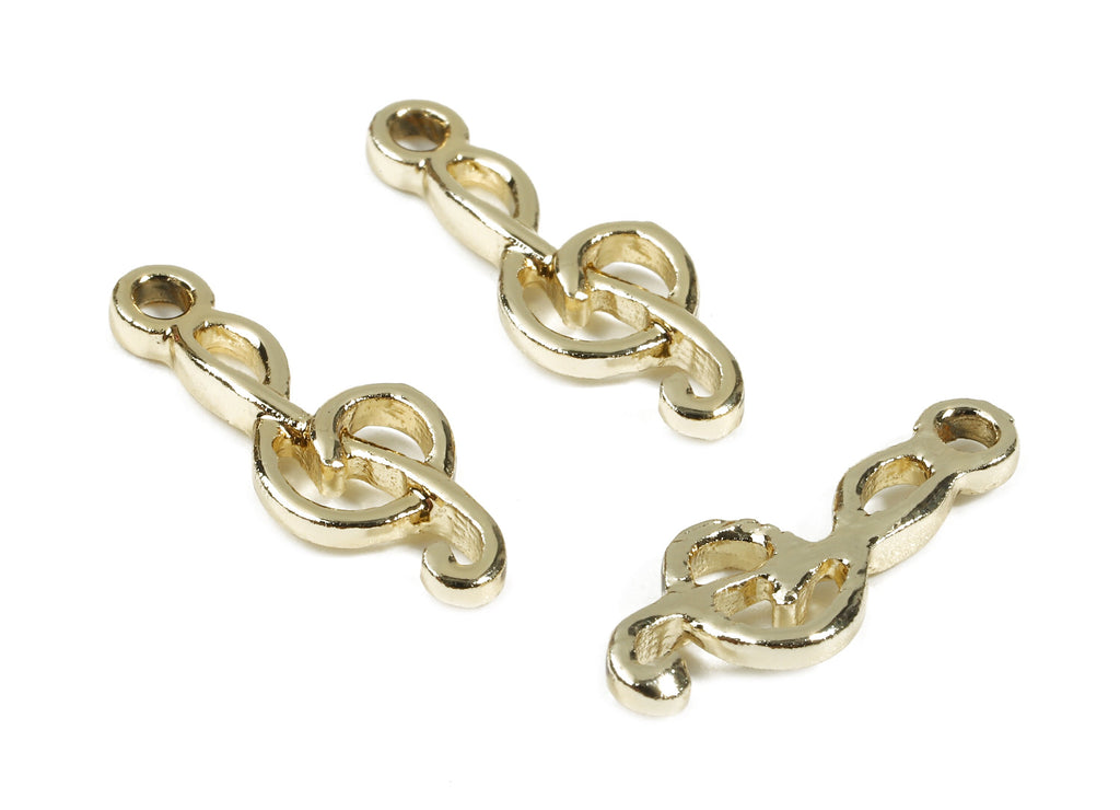 Alloy Treble Clef Charms - Zinc Alloy Treble Clef Earrings and Pendant - Gold Tone Plated - Earring Findings - 19.95x7.35x2.19mm - ZZ1490 - DOMEDBAZAAR