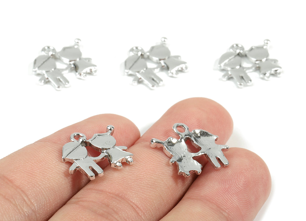 Alloy Kids Charms - Zinc Alloy Kids Earrings and Pendant - Silver Tone Plated - Earrings Finding - 15.65x14.9x1.74mm - ZZ1517 - DOMEDBAZAAR