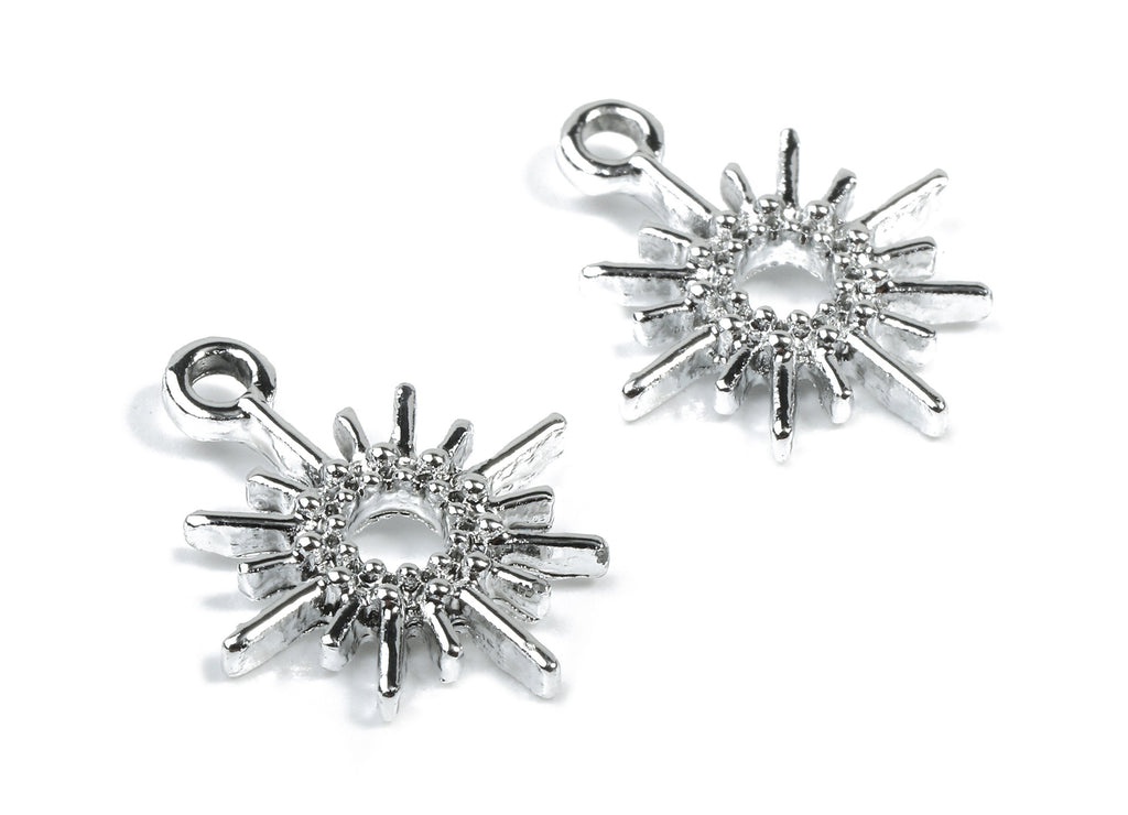 Alloy Sun Charms - Zinc Alloy Sun Earrings - Alloy Sun Pendant - Silver Tone Plated -  18.2x15.12x2.07mm - ZZ1485 - DOMEDBAZAAR