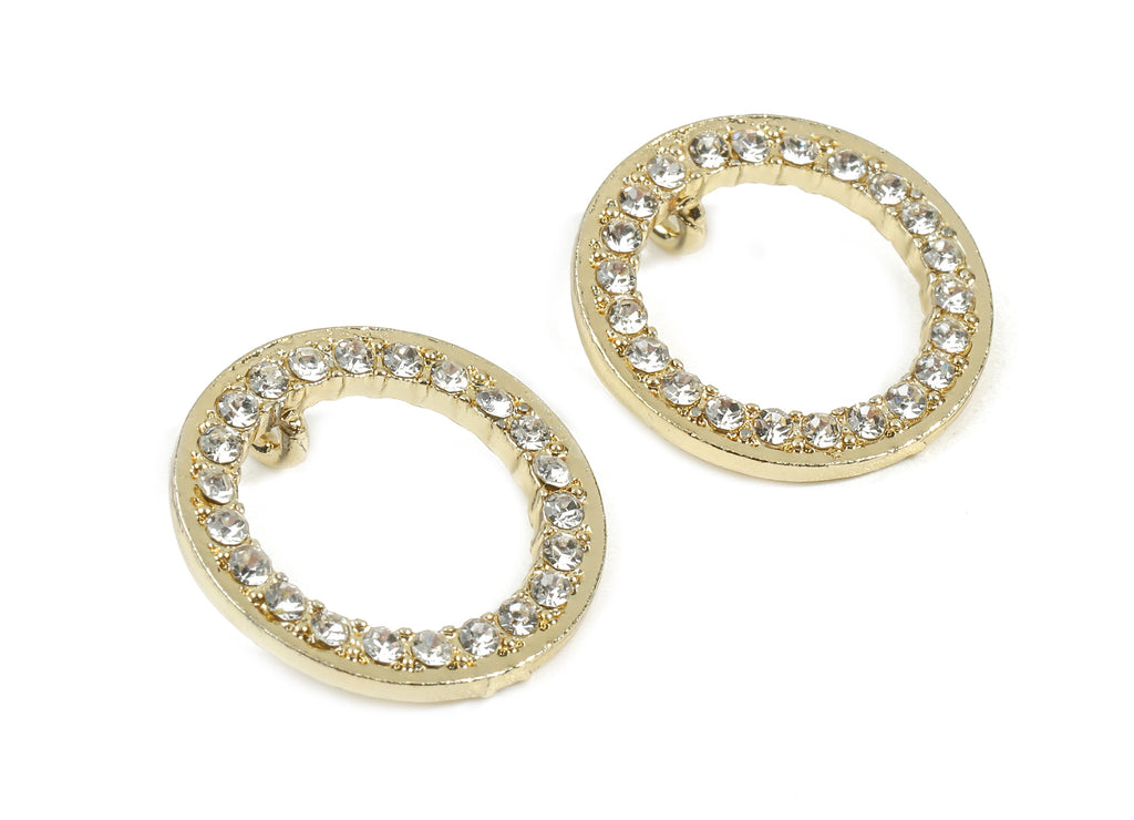 Alloy Round Charms - Zinc Alloy Round Earrings - Alloy Glass Beads Pendant - Gold Tone Plated - 17.54x17.54x1.97mm - ZZ1575 - DOMEDBAZAAR