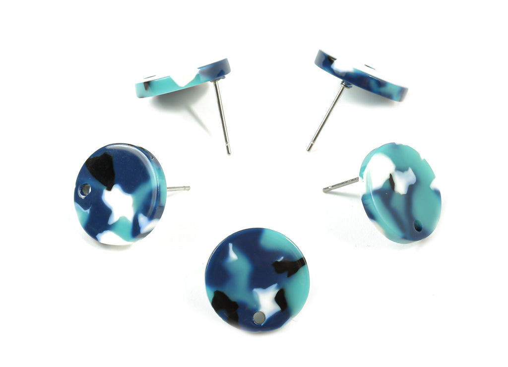 Acetate Round Earring Stud - Acetate Round Earring Post - Earring Stud Findings - Color Code: A16 - 14.84x14.84x2.49mm - AC1385-A16 - DOMEDBAZAAR