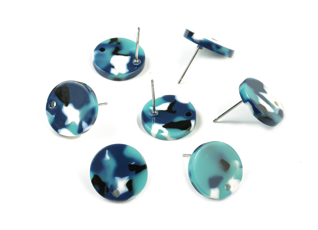 Acetate Round Earring Stud - Acetate Round Earring Post - Earring Stud Findings - Color Code: A16 - 14.84x14.84x2.49mm - AC1385-A16 - DOMEDBAZAAR