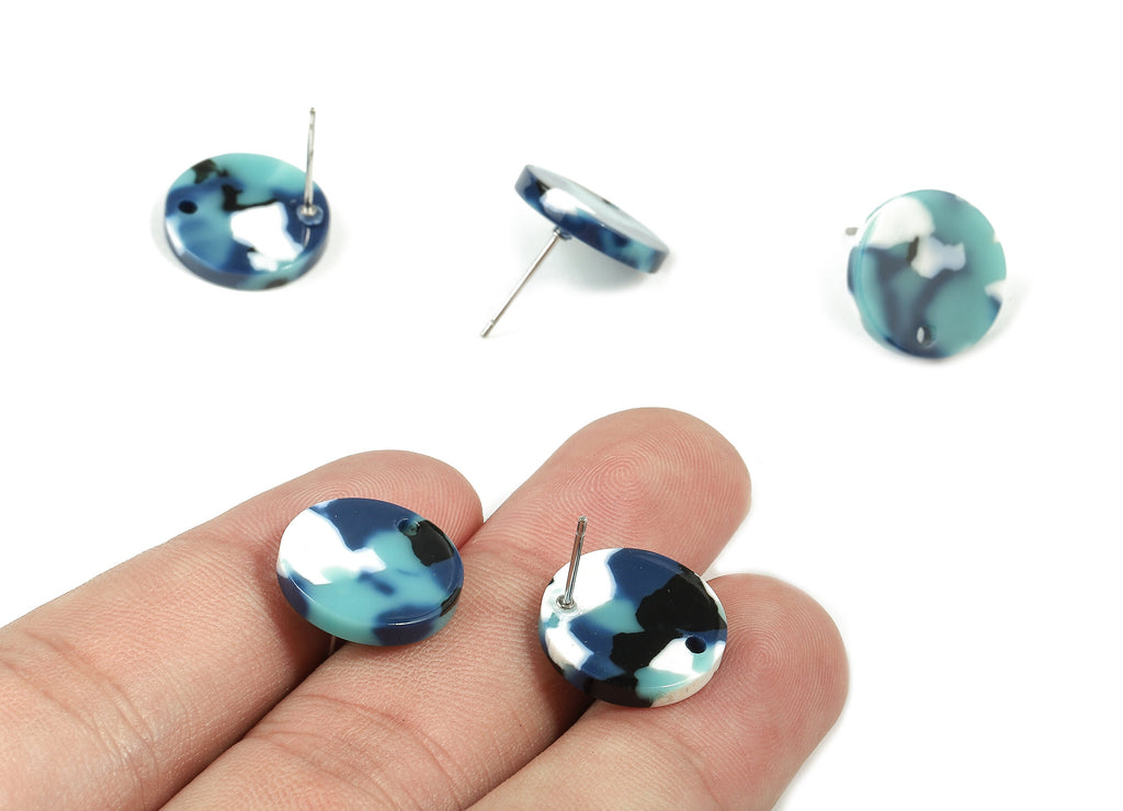 Acetate Round Earring Stud - Acetate Round Earring Post - Earring Stud Findings - Color Code: A16 - 14.84x14.84x2.49mm - AC1385-A16 - DOMEDBAZAAR